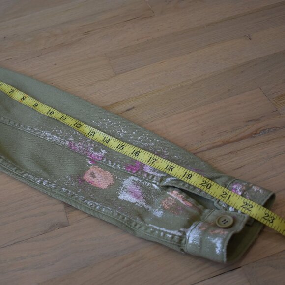 NWT Topshop Ethan Metallic Foil Paint Military Style Button Up Jacket - Picture 7 of 8